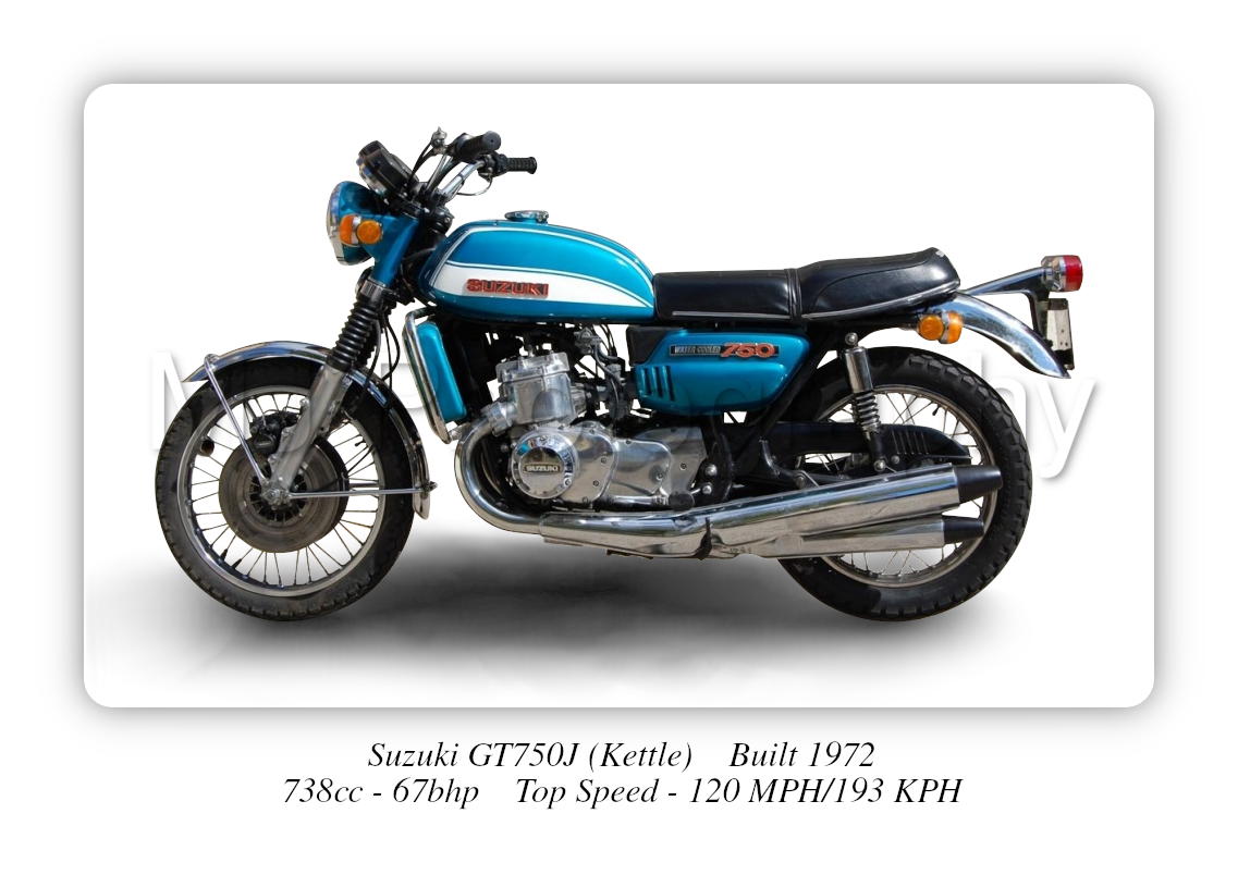 Suzuki GT750J Kettle Motorcycle - A3/A4 Size Print Poster