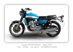 Suzuki GT750J Kettle Motorcycle - A3/A4 Size Print Poster