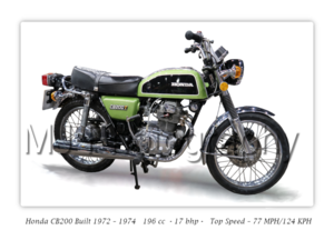 Honda CB200 Motorcycle - A3/A4 Poster
