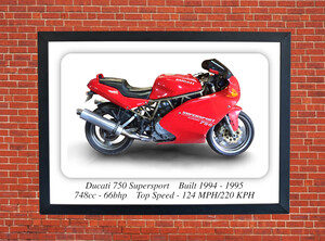 Ducati 750ss Supersport Motorcycle - A3/A4 Size Print Poster