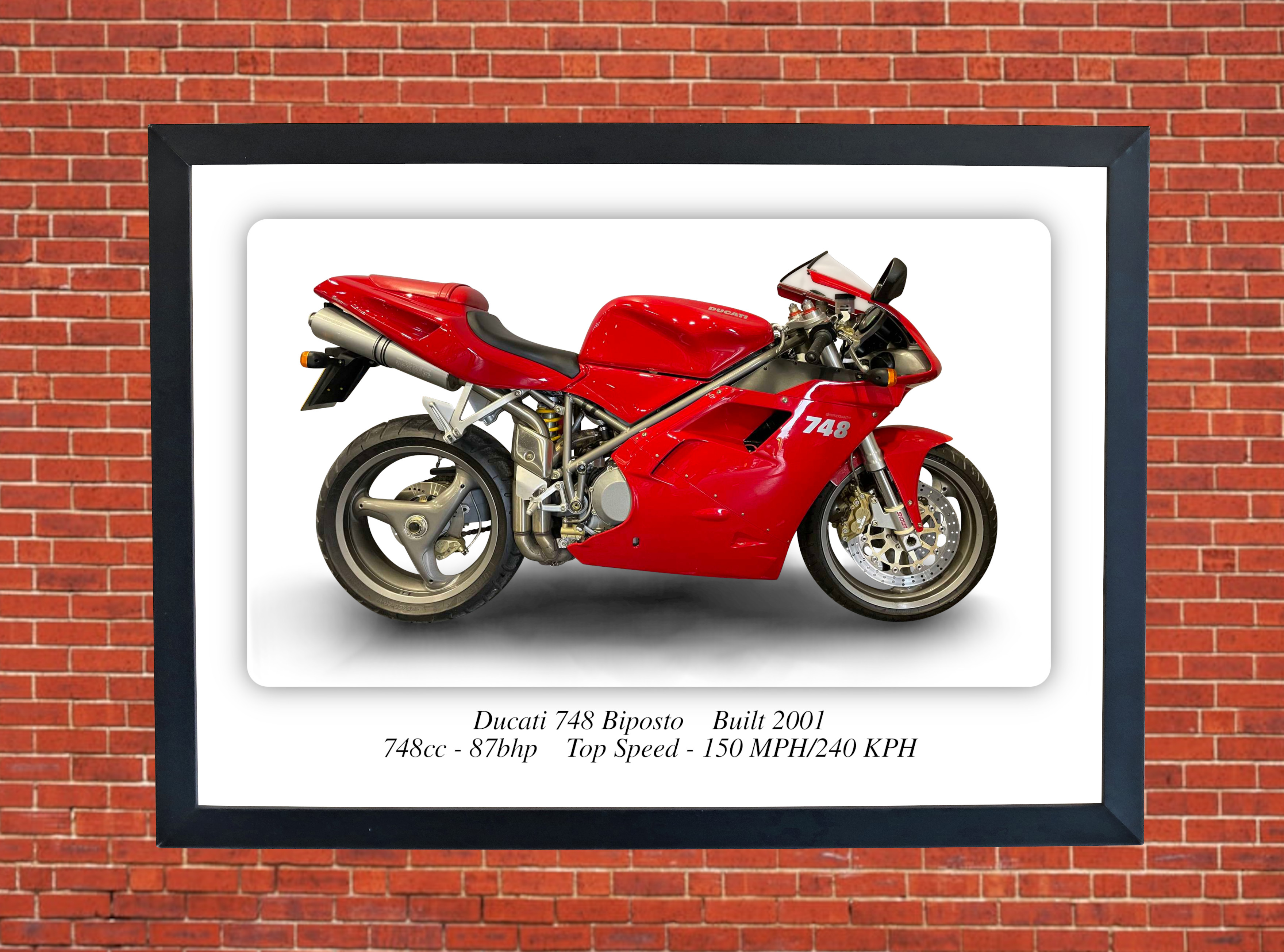 Ducati 748 Biposto Motorcycle - A3/A4 Size Print Poster