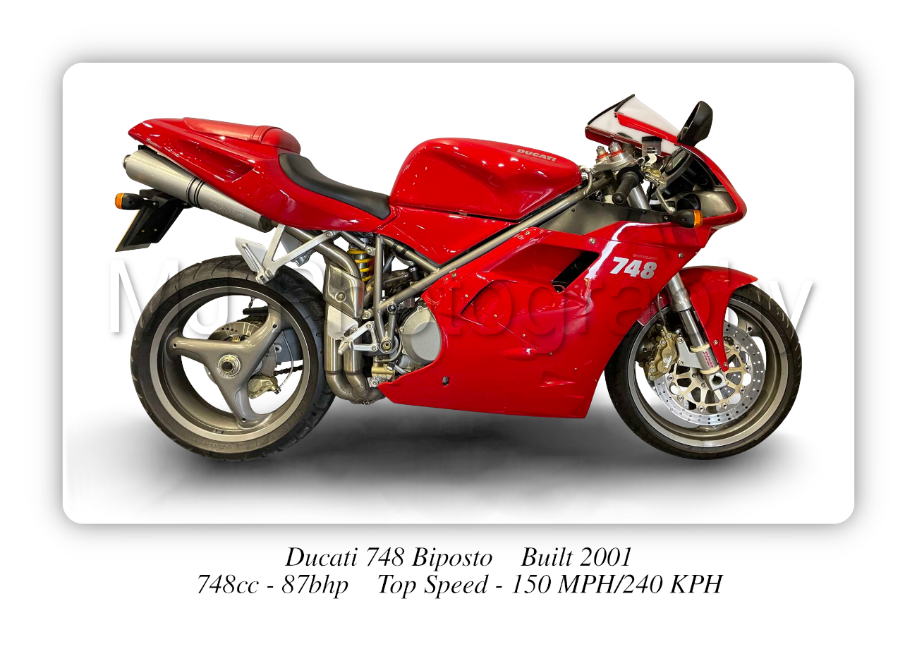 Ducati 748 Biposto Motorcycle - A3/A4 Size Print Poster