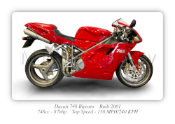 Ducati 748 Biposto Motorcycle - A3/A4 Size Print Poster