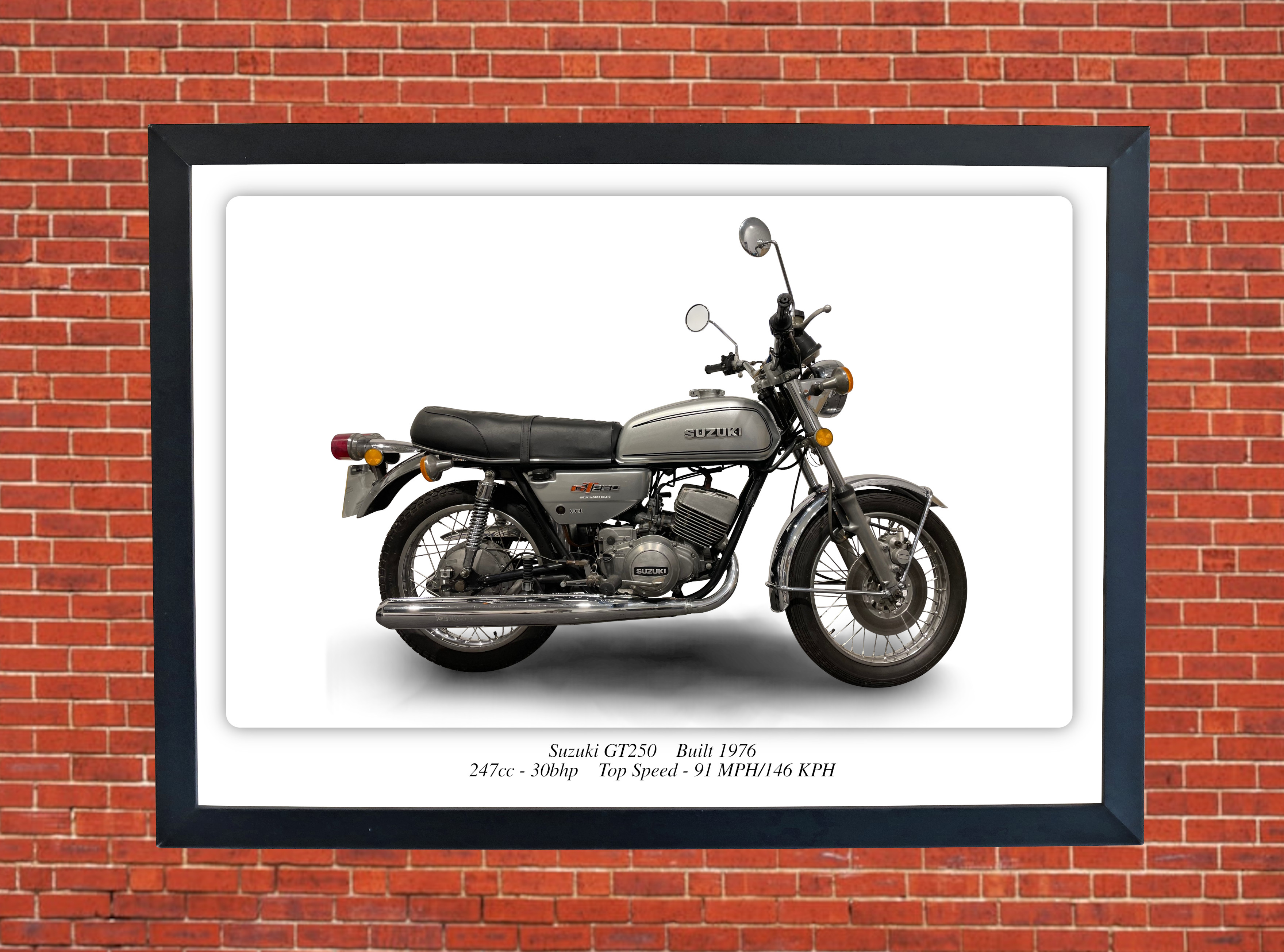 Suzuki GT250 Motorcycle - A3/A4 Size Print Poster