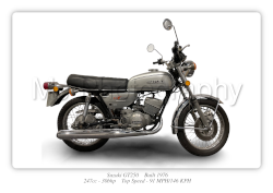 Suzuki GT250 Motorcycle - A3/A4 Size Print Poster