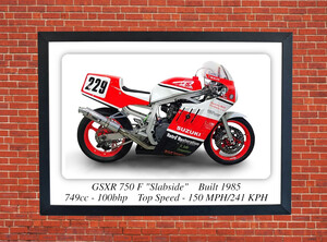 Suzuki GSX-R 750 Slabside Motorcycle - A3/A4 Size Print Poster