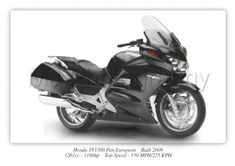 Honda ST1300 Pan European Motorcycle - A3/A4 Size Print Poster