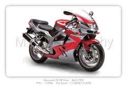 Kawasaki ZX-9R Ninja Motorcycle - A3/A4 Size Print Poster