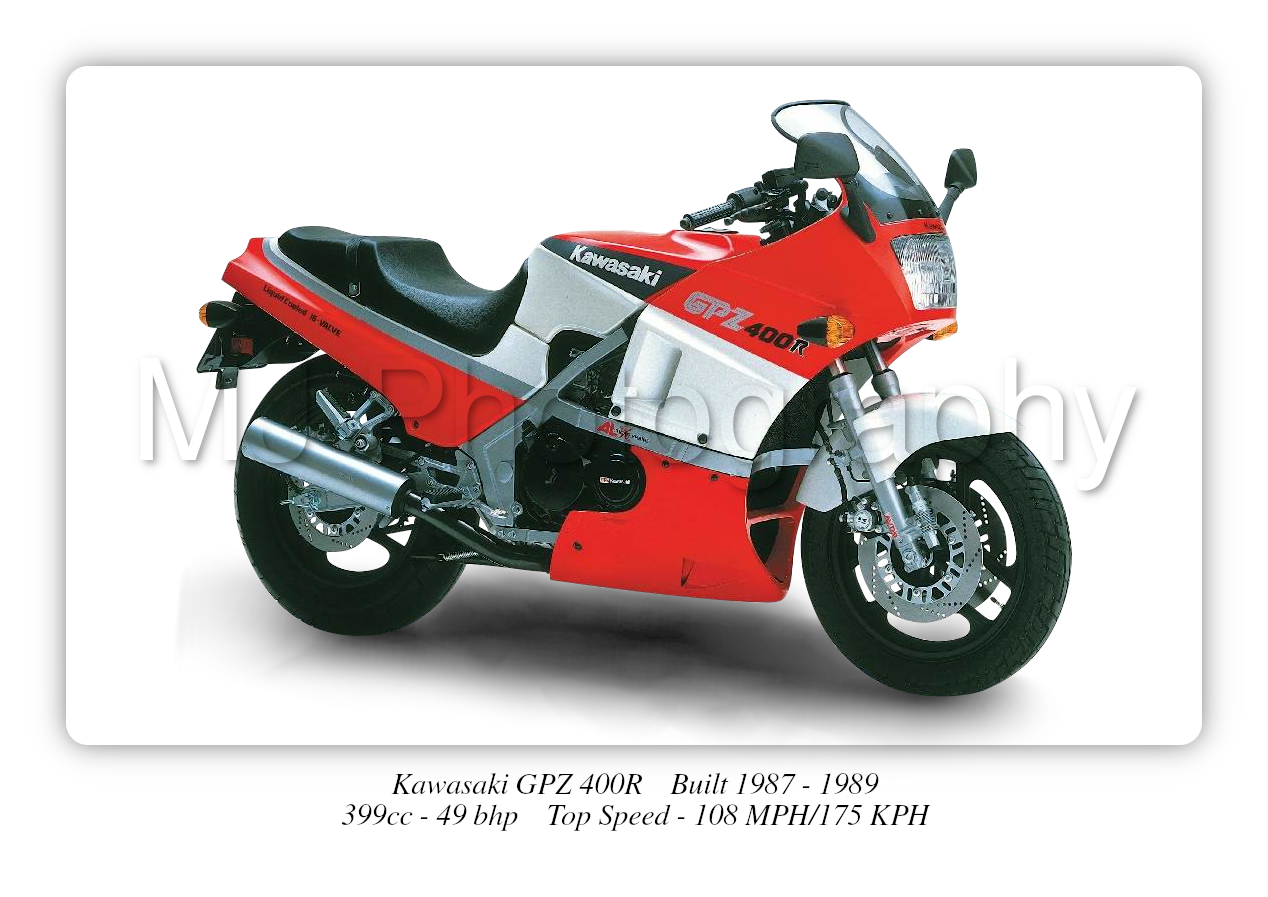 Kawasaki GPZ 400R Motorcycle - A3/A4 Size Print Poster