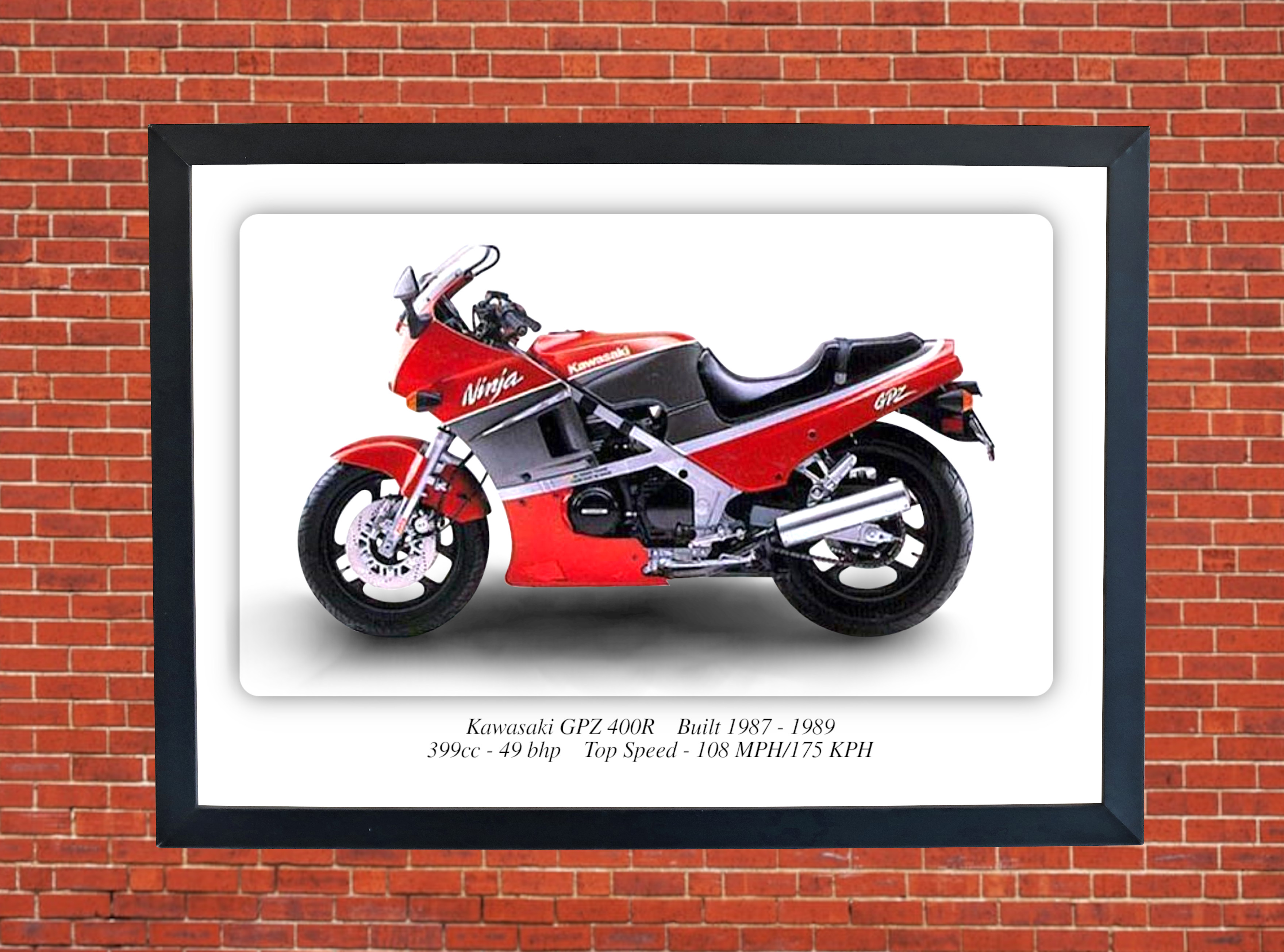 Kawasaki GPZ 400R Motorcycle - A3/A4 Size Print Poster