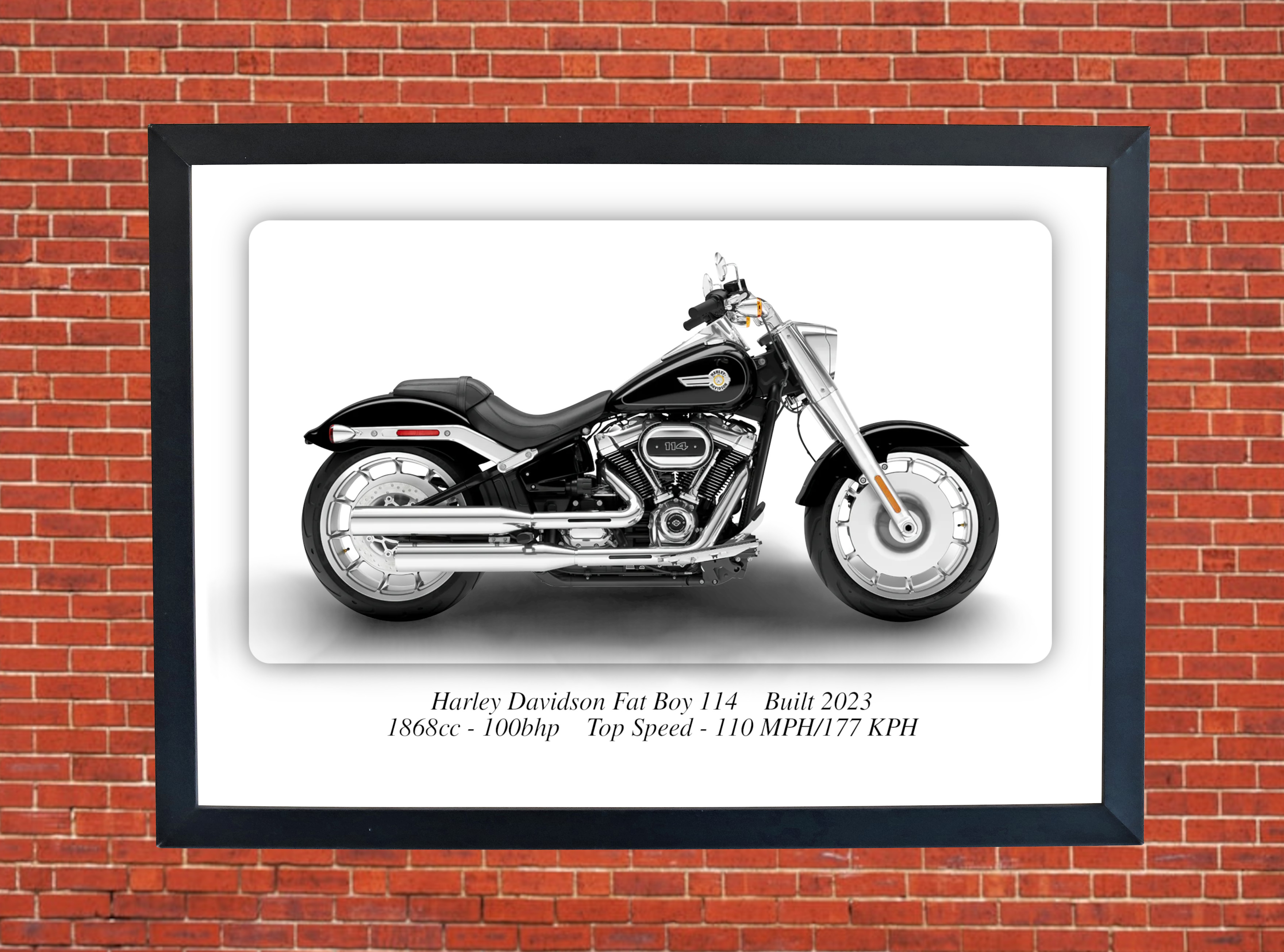 Harley Davidson Fat Boy 114 Motorbike Motorcycle - A3/A4 Size Print Poster