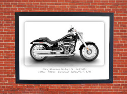 Harley Davidson Fat Boy 114 Motorbike Motorcycle - A3/A4 Size Print Poster