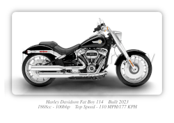 Harley Davidson Fat Boy 114 Motorbike Motorcycle - A3/A4 Size Print Poster