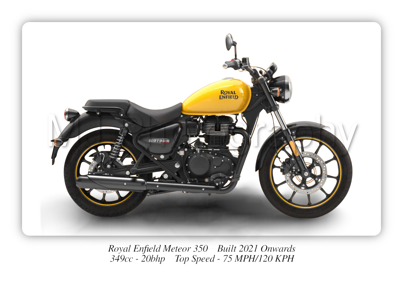 Royal Enfield Meteor 350 Motorbike Motorcycle - A3/A4 Size Print Poster