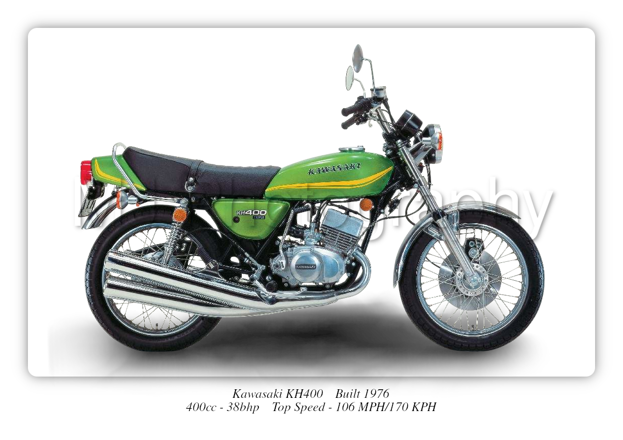 Kawasaki KH400 Motorbike Motorcycle - A3/A4 Size Print Poster