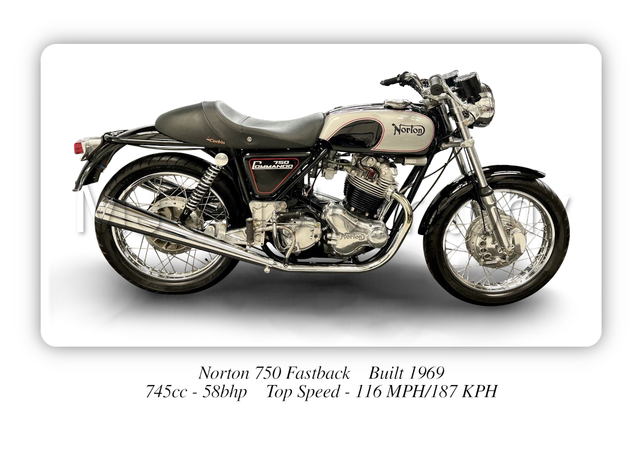 Norton 750 Fastback Motorcycle Motorbike - A3/A4 Size Print Poster