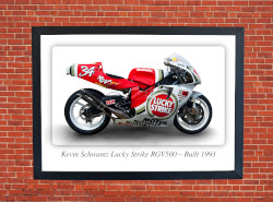 Kevin Schwantz Suzuki Lucky Strike RGV500 Motorbike Motorcycle - A3/A4 Size Print Poster
