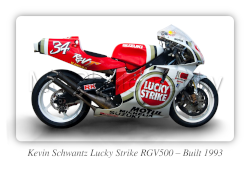 Kevin Schwantz Suzuki Lucky Strike RGV500 Motorbike Motorcycle - A3/A4 Size Print Poster