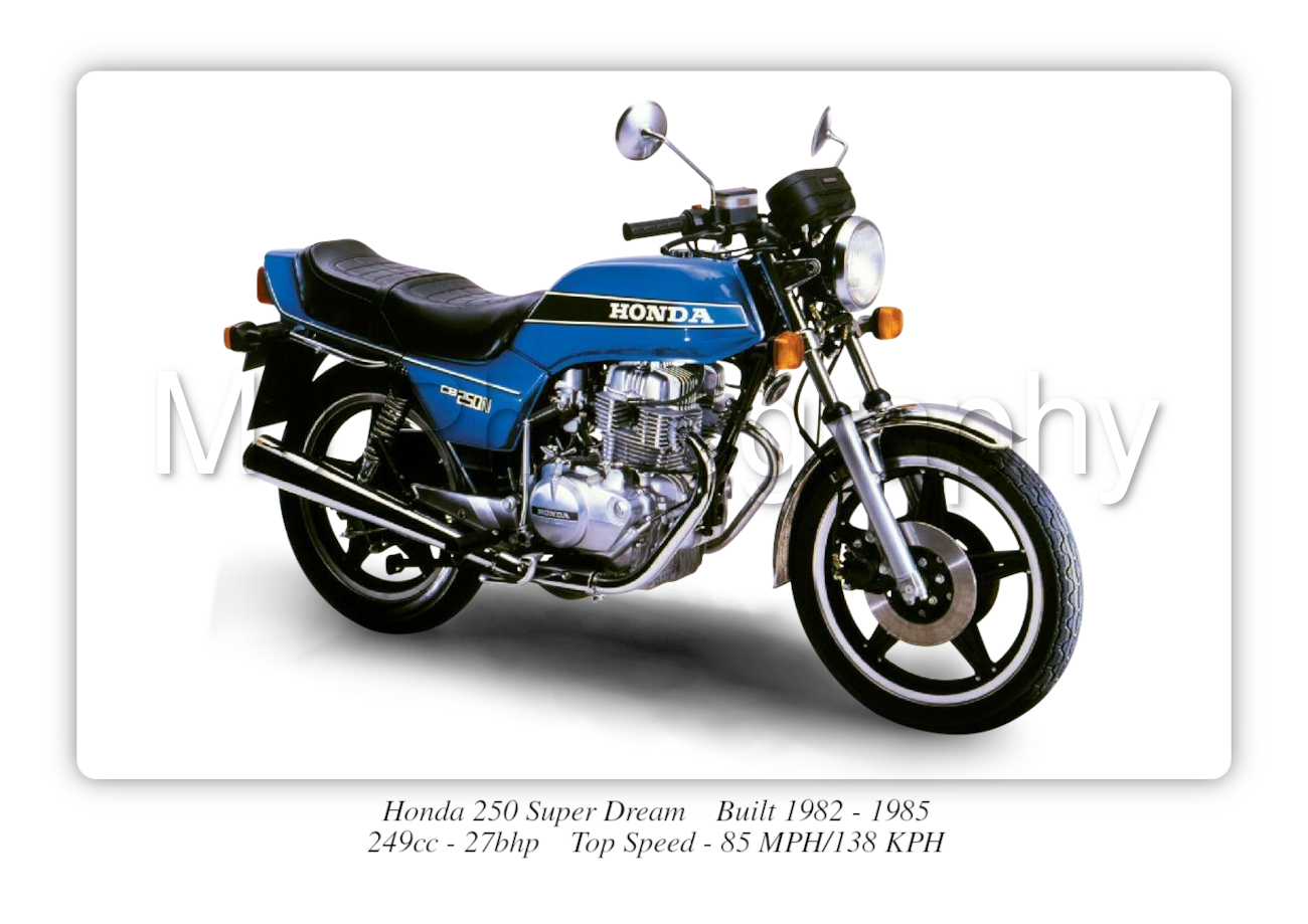 Honda 250 Super Dream Motorbike Motorcycle - A3/A4 Size Print Poster