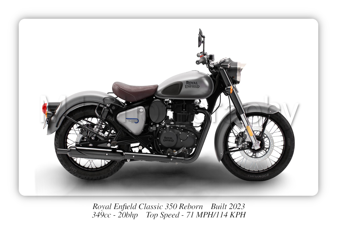 Royal Enfield Classic 350 Reborn Motorbike Motorcycle - A3/A4 Size Print Poster