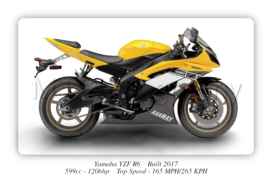 Yamaha YZF R6 Motorbike Motorcycle - A3/A4 Size Print Poster