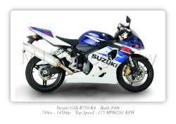 Suzuki GSX-R750 K4 Motorbike Motorcycle - A3/A4 Size Print Poster