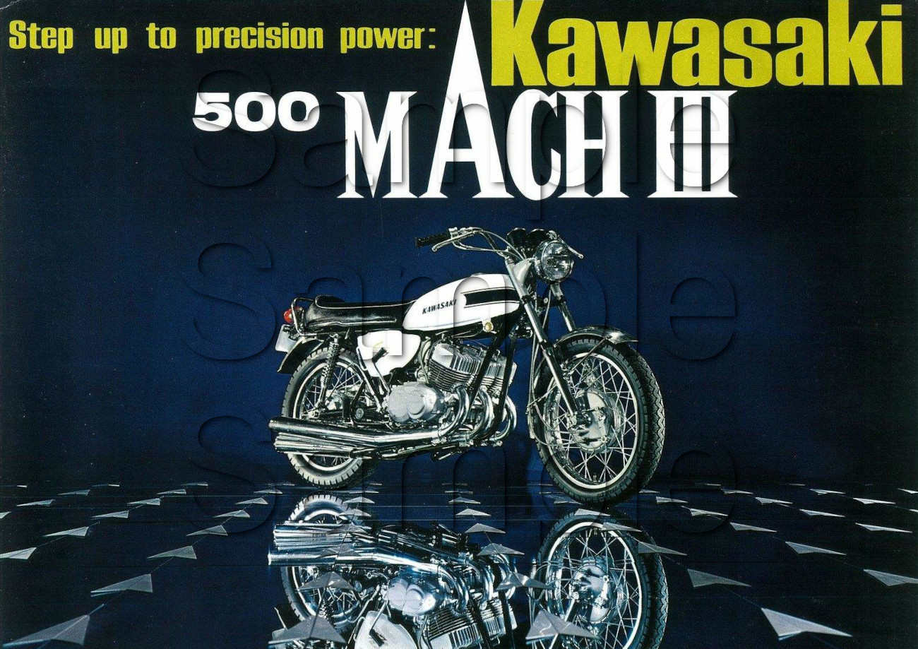 Kawasaki H1 500 Mach III Promotional Motorbike Motorcycle Poster - Size A3/A4