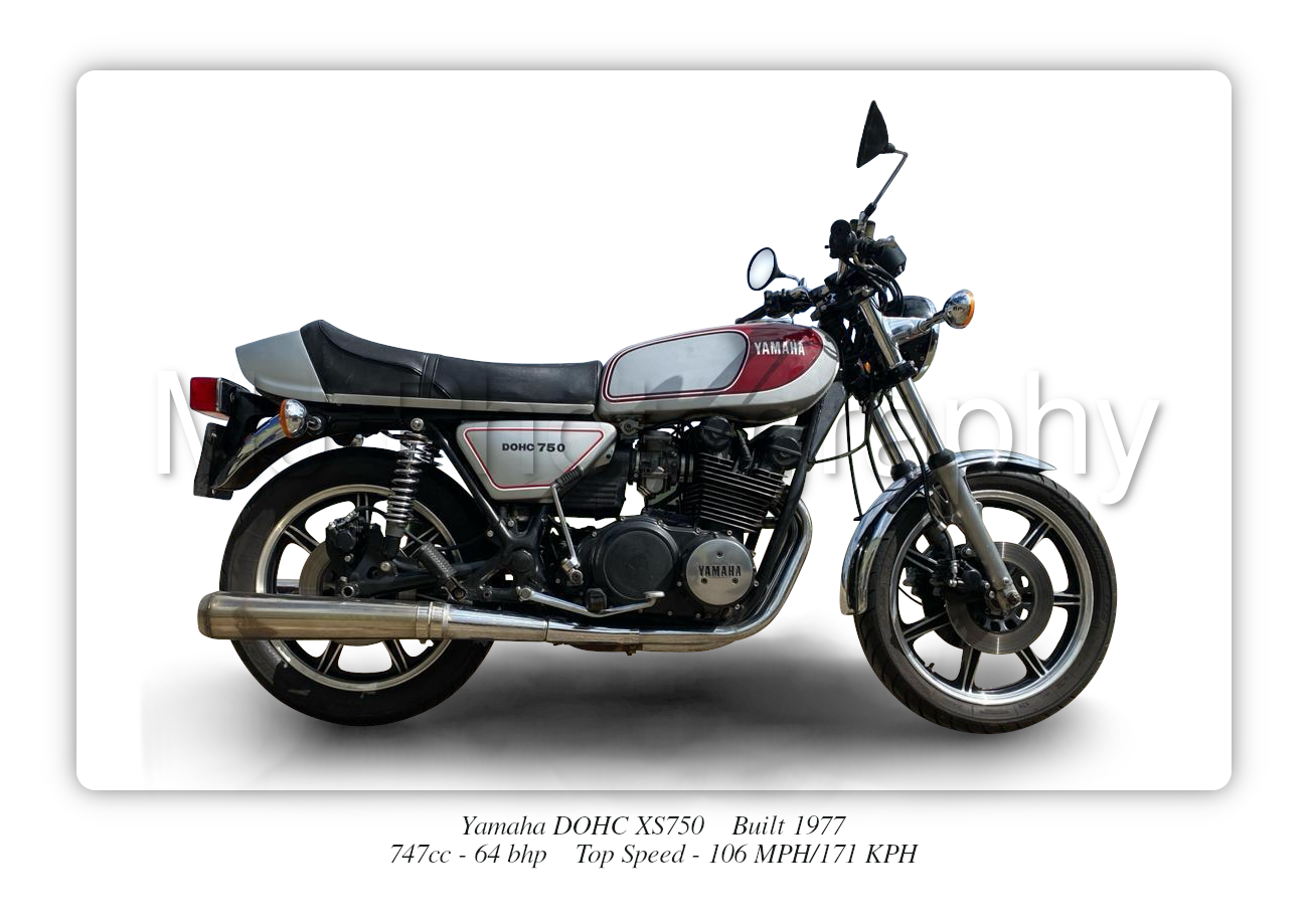 Yamaha DOHC XS750 Motorbike Motorcycle - A3/A4 Size Print Poster