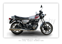 Yamaha DOHC XS750 Motorbike Motorcycle - A3/A4 Size Print Poster