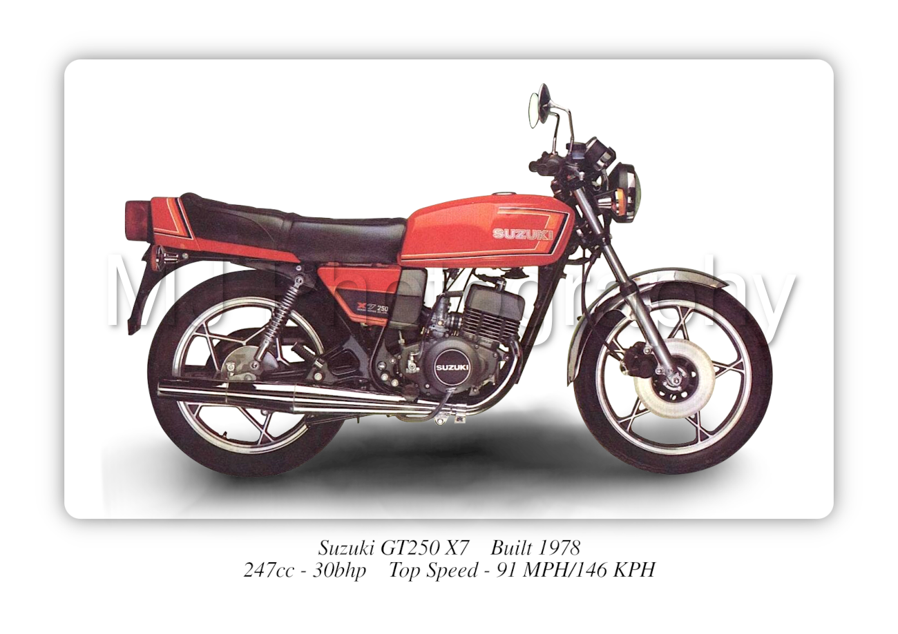 Suzuki GT250 X7 Motorbike Motorcycle - A3/A4 Size Print Poster