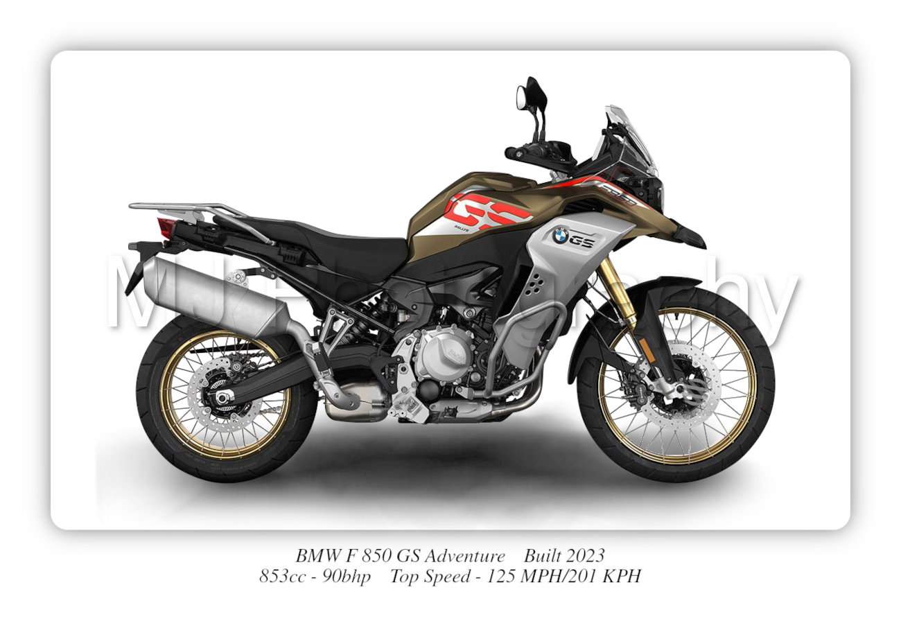 BMW F 850 GS Adventure Motorbike Motorcycle - A3/A4 Size Print Poster