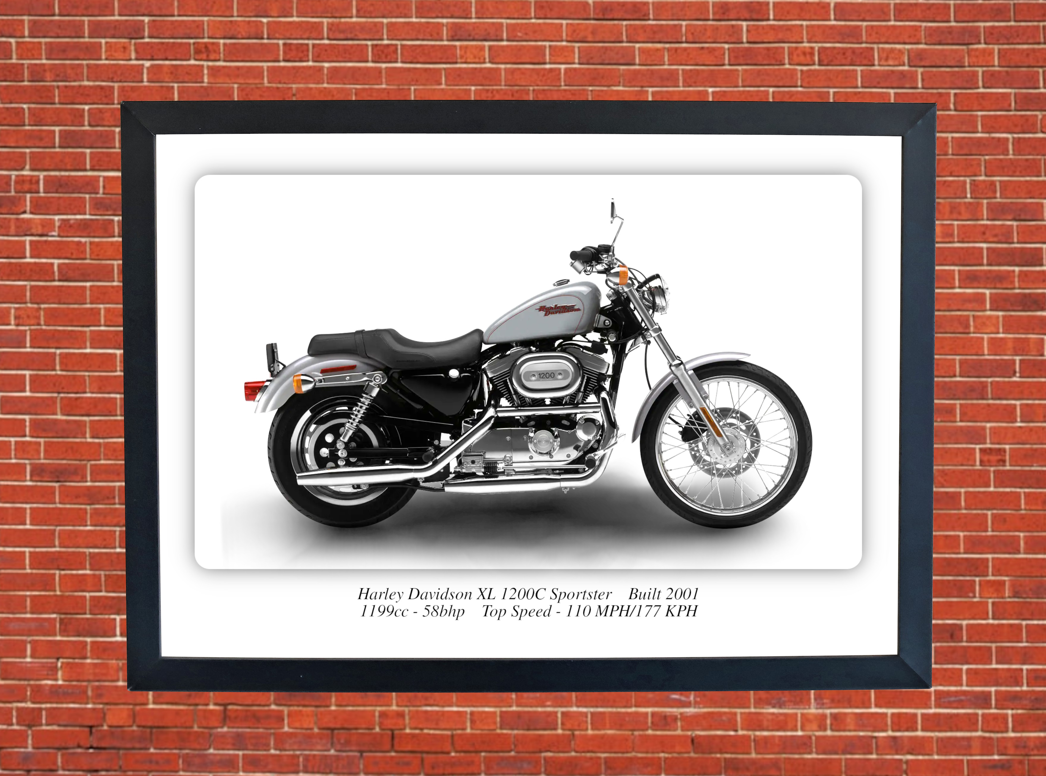 Harley Davidson XL 1200C Sportster Motorbike Motorcycle - A3/A4 Size Print Poster