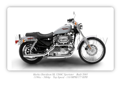 Harley Davidson XL 1200C Sportster Motorbike Motorcycle - A3/A4 Size Print Poster