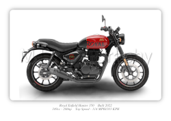 Royal Enfield Hunter 350 Motorcycle - A3/A4 Size Print Poster