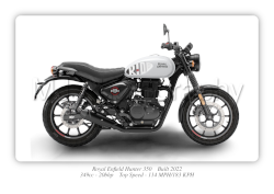 Royal Enfield Hunter 350 Motorcycle - A3/A4 Size Print Poster