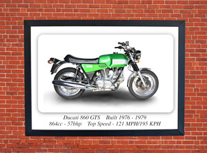 Ducati 860 GTS Motorcycle - A3/A4 Size Print Poster