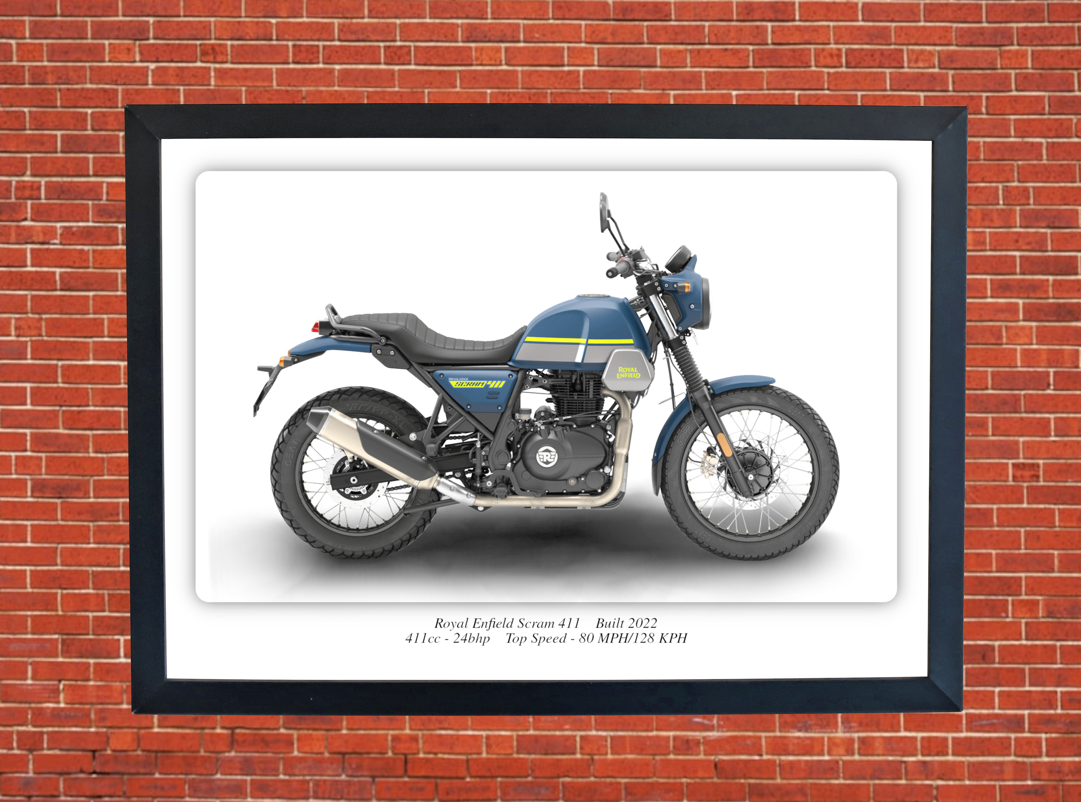 Royal Enfield Scram 411 Motorbike Motorcycle - A3/A4 Size Print Poster