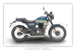 Royal Enfield Scram 411 Motorbike Motorcycle - A3/A4 Size Print Poster