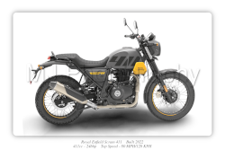 Royal Enfield Scram 411 Motorbike Motorcycle - A3/A4 Size Print Poster