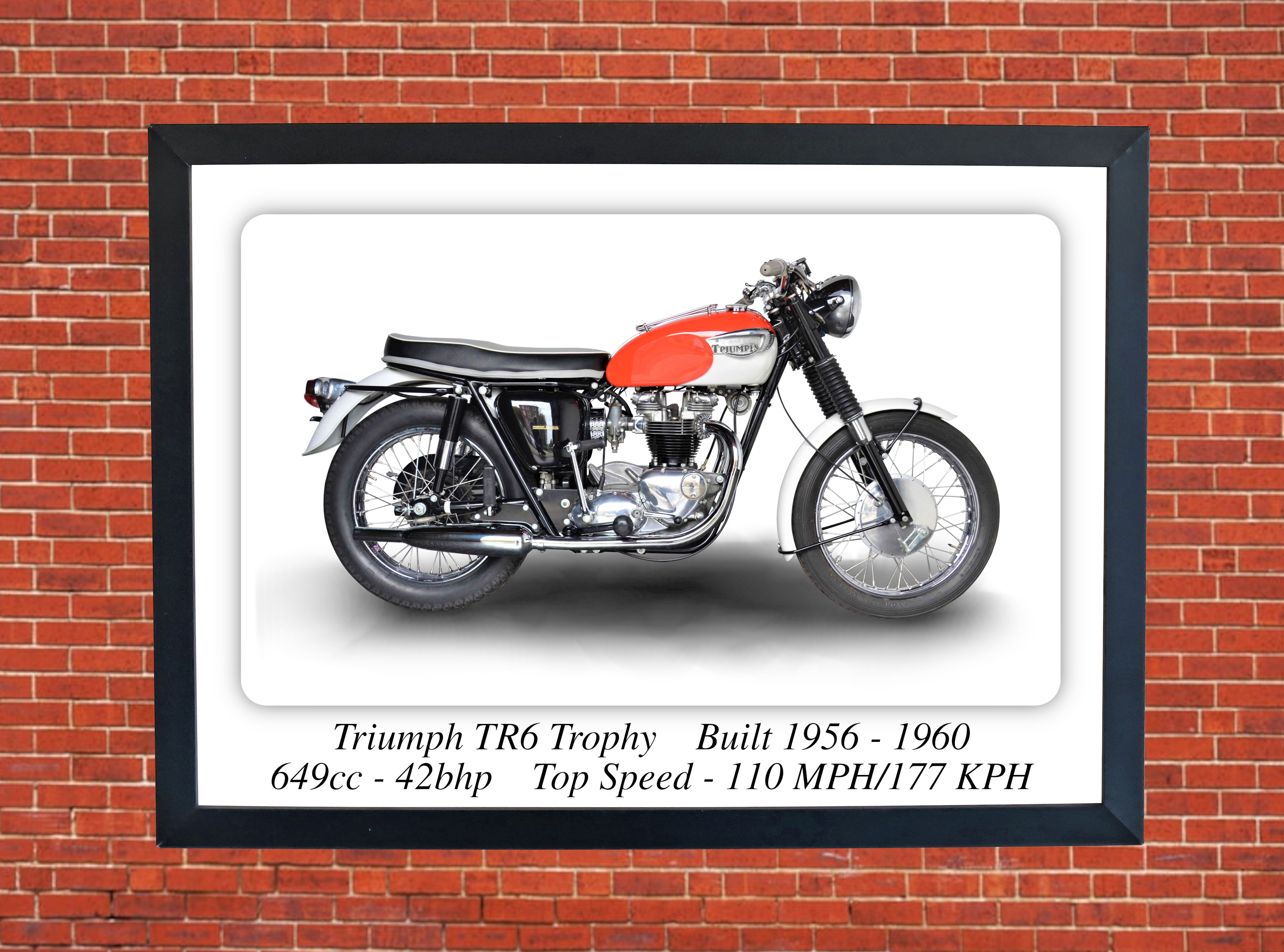 Triumph TR6 Trophy Motorcycle - A3/A4 Size Print Poster