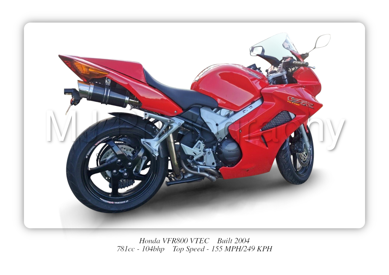 Honda VFR800 VTEC Motorbike Motorcycle - A3/A4 Size Print Poster