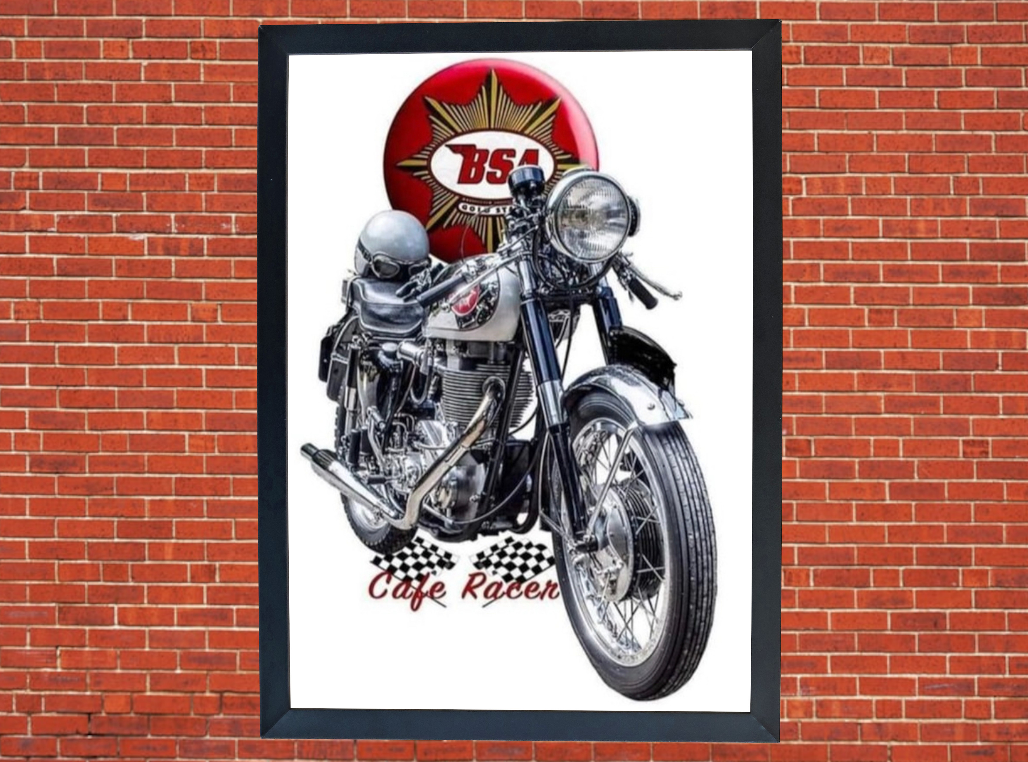 BSA Cafe Racer Motorcycle Poster Print Size A3/A4