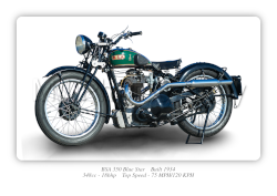 BSA 350 Blue Star Motorbike Motorcycle - A3/A4 Size Print Poster