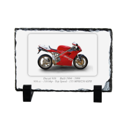 Ducati 916 Motorcycle on a Natural slate rock with stand 10x15cm
