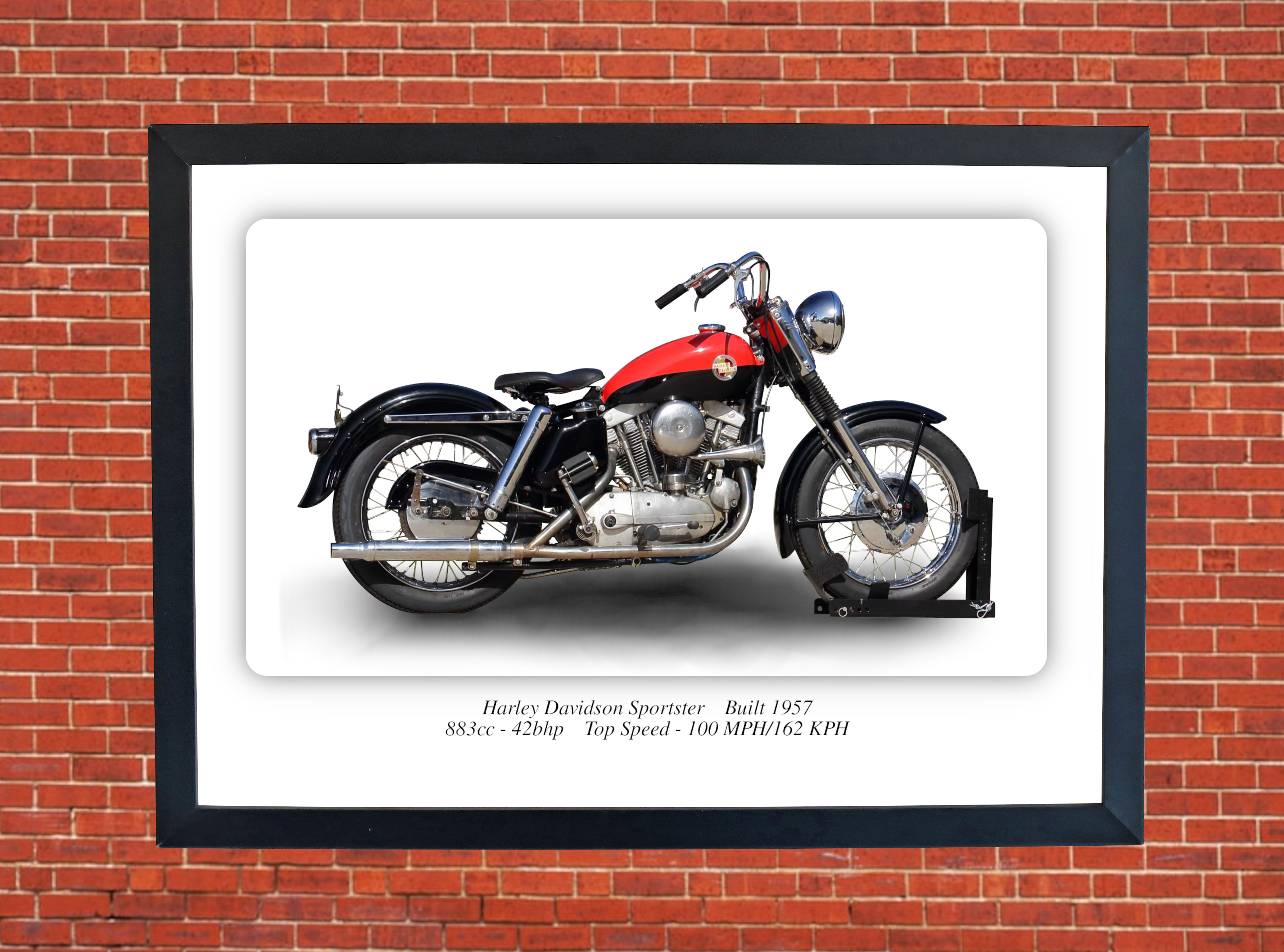 Harley Davidson Sportster 1957 Motorcycle - A3/A4 Print Poster