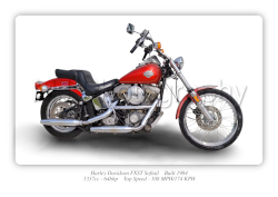 Harley Davidson FXST Softail 1984 Motorbike Motorcycle - A3/A4 Print Poster