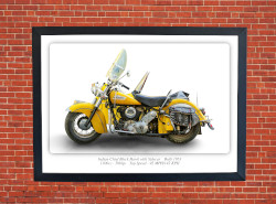 Indian Chief Black Hawk with Sidecar Motorbike Motorcycle - A3/A4 Print Poster