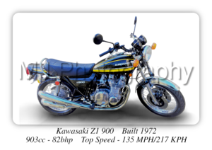 Kawasaki Z1 900 Motorcycle - A3/A4 Size Print Poster