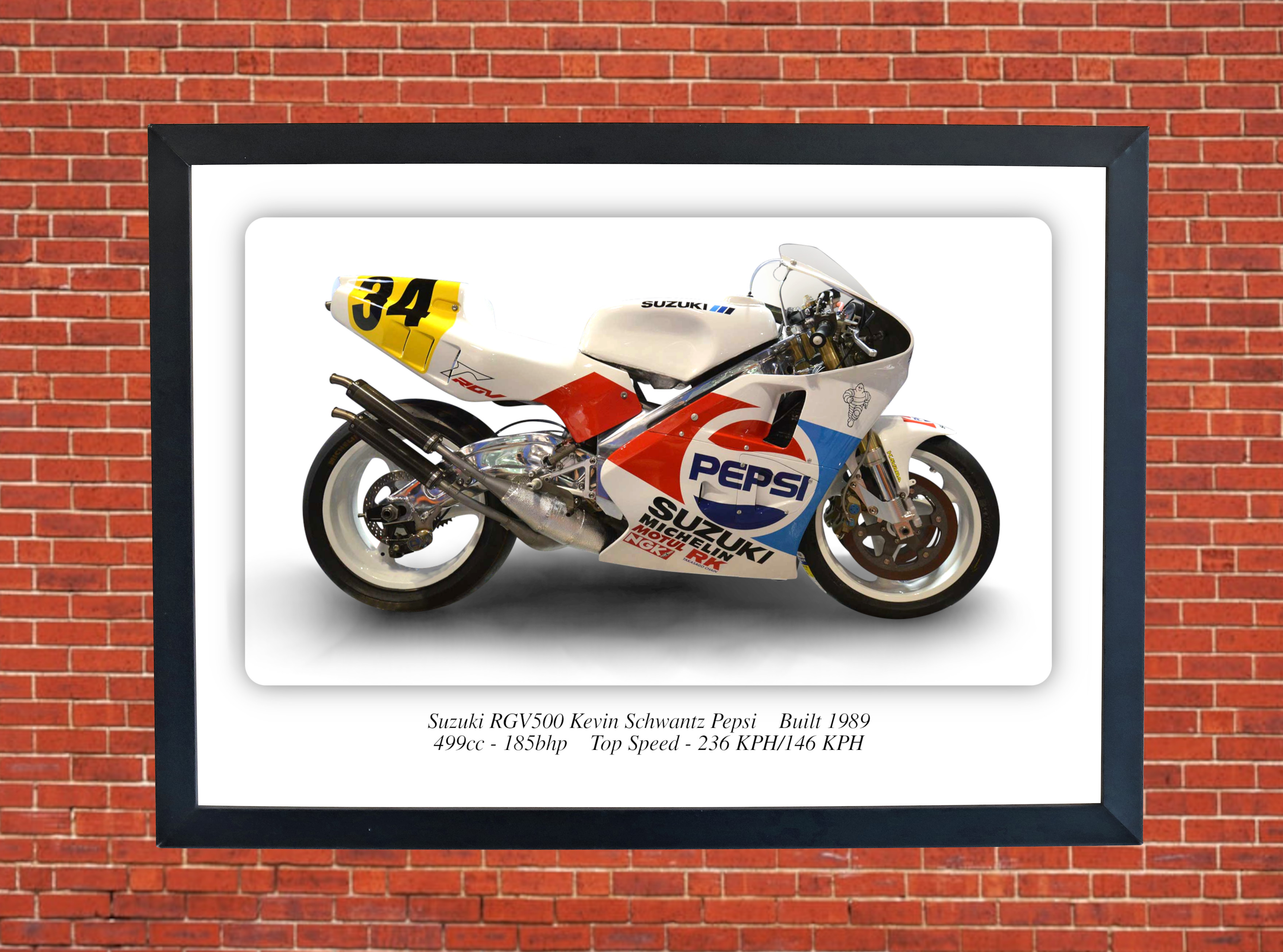 Suzuki RGV500 Kevin Schwantz Pepsi Motorbike Motorcycle - A3/A4 Size Print Poster