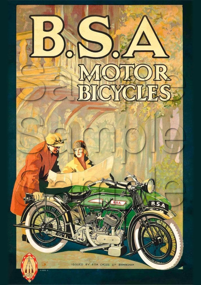 BSA Motor Bicycles Vintage Motorbike Motorcycle A3/A4 Promotional Poster